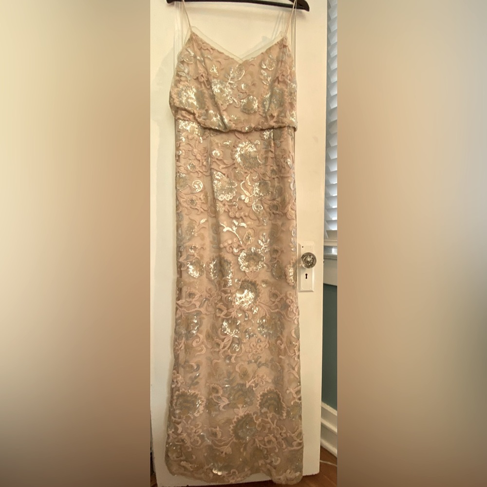 Adrianna Papel sequined evening gown, champagne sz. 14